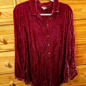 J. Jill Velvet Shirt in Deep Red
